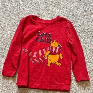 Disney Red Long Sleeve Tee with Winnie the Pooh